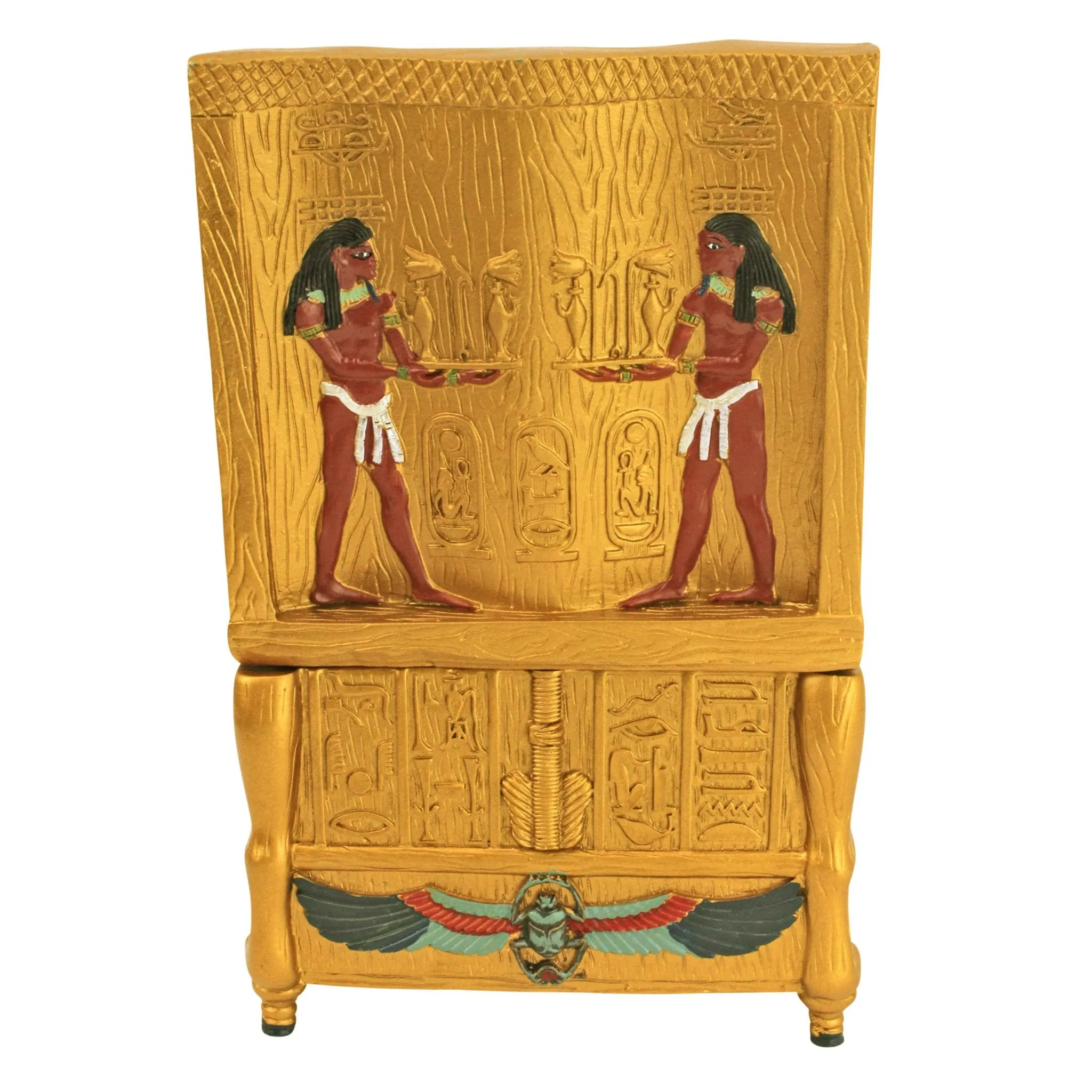 Design Toscano QL14557 Egyptian Décor Trinket Box - King Tut's Golden Throne Jewelry Box - Egyptian Statues,Full Color