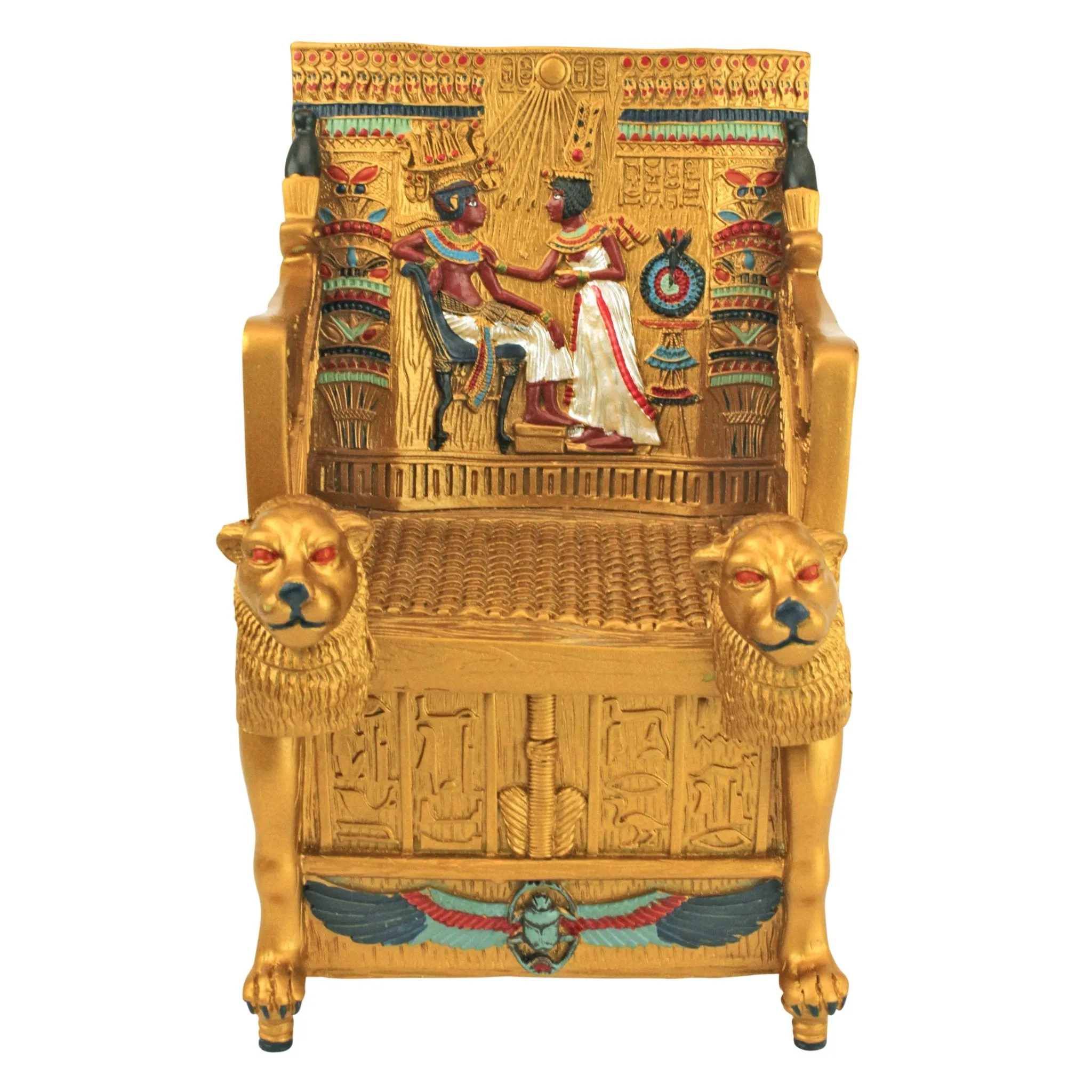 Design Toscano QL14557 Egyptian Décor Trinket Box - King Tut's Golden Throne Jewelry Box - Egyptian Statues,Full Color